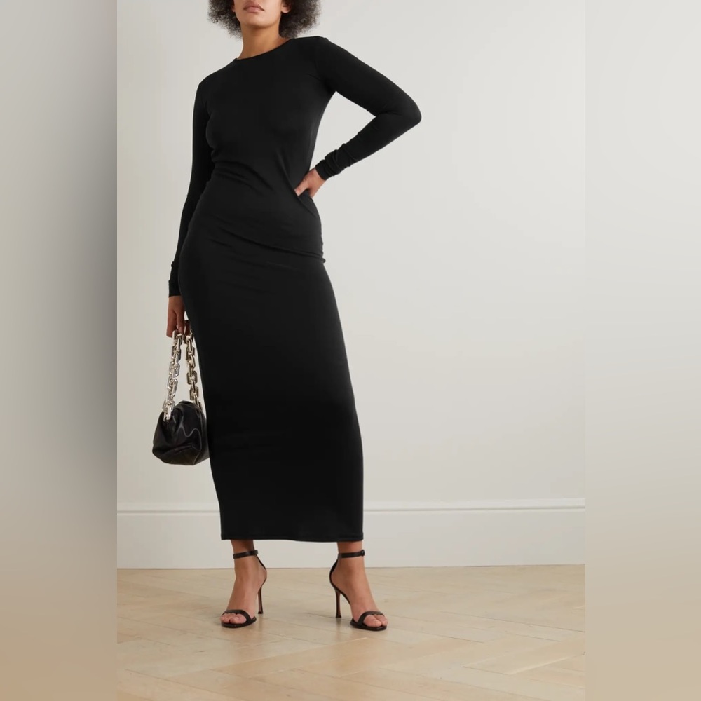 SKIMS Long Sleeve Black Maxi Dress